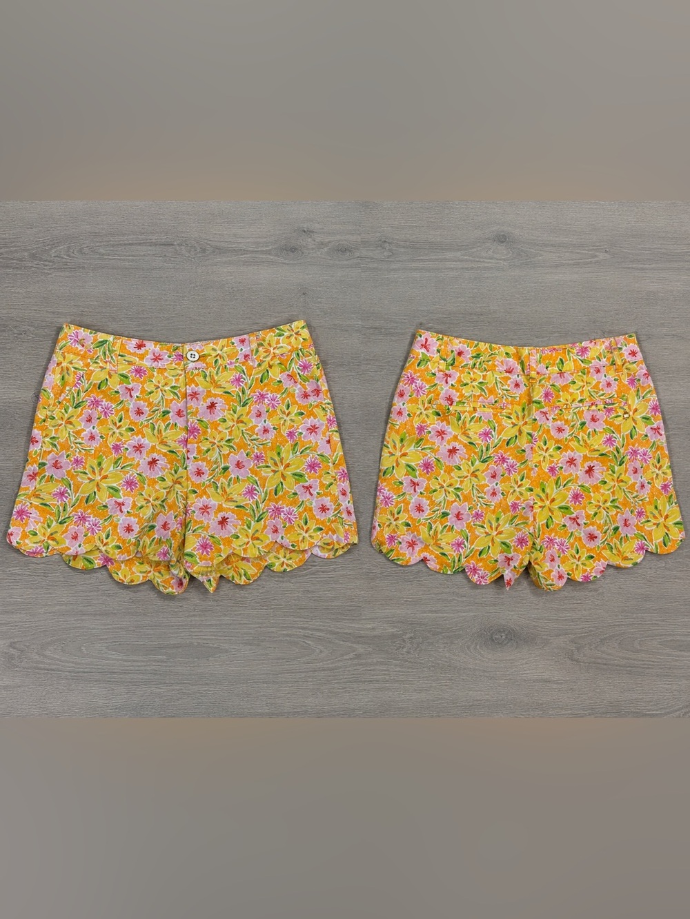 Crown & Ivy Kids Girls Size 12 Floral Scallop Hem Shorts Adjustable Waist